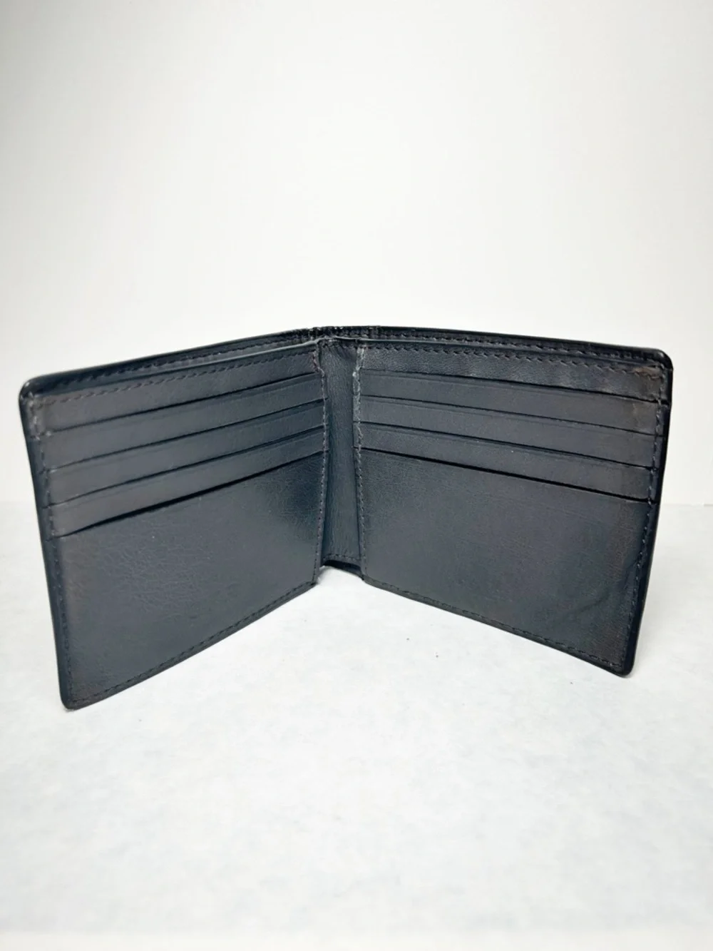 Coach Men’s Bi-fold Dark Gray Card/Bill Slim Leather Wallet w Monogram EUC